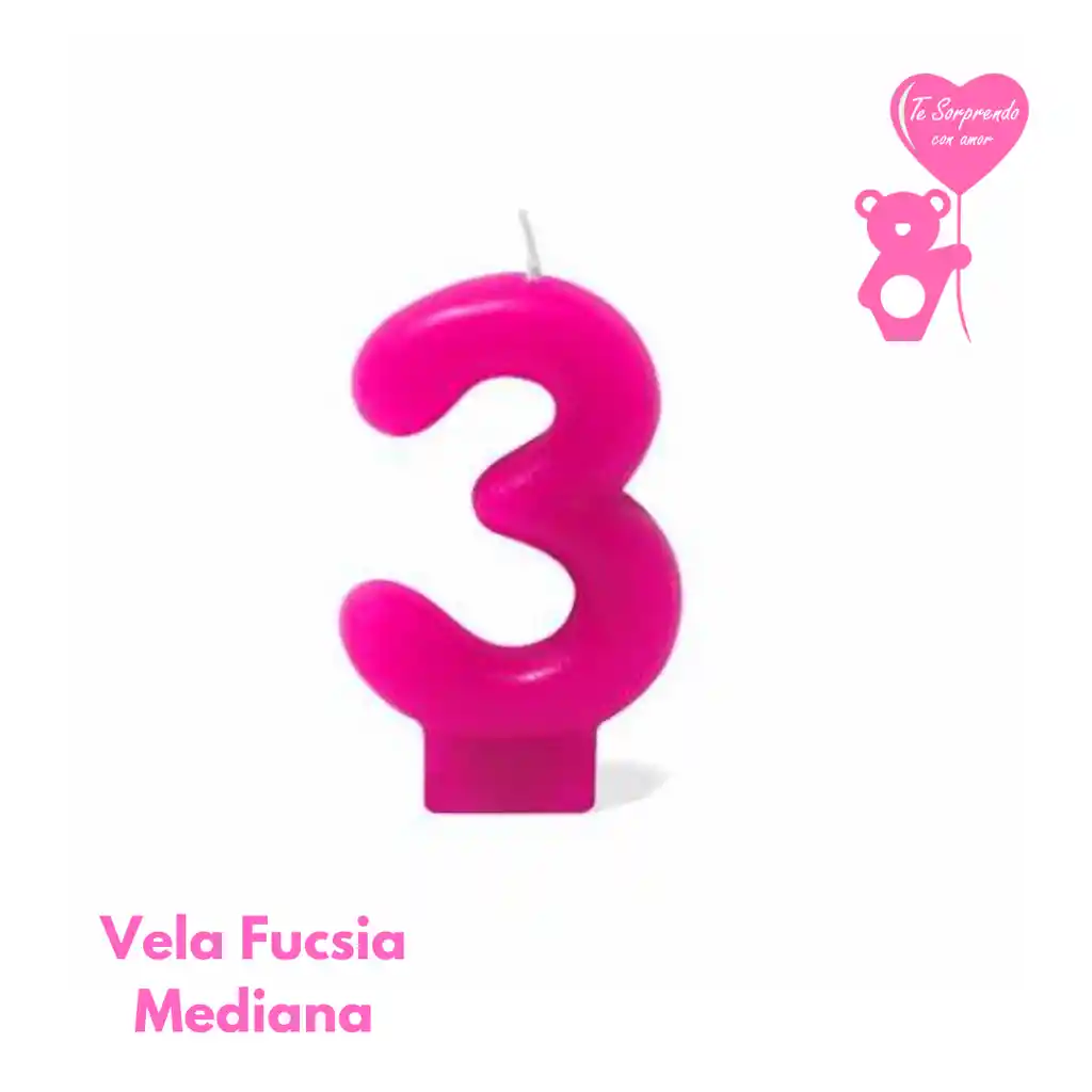 Vela Fucsia Numero 3 Cumpleaños