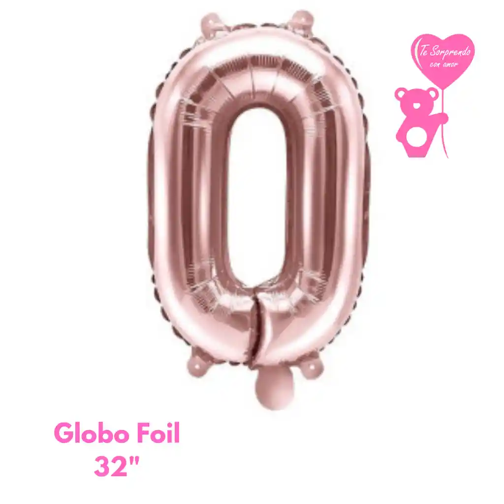 Globo Foil Numero 0 32" Oro Rosa Metalizado