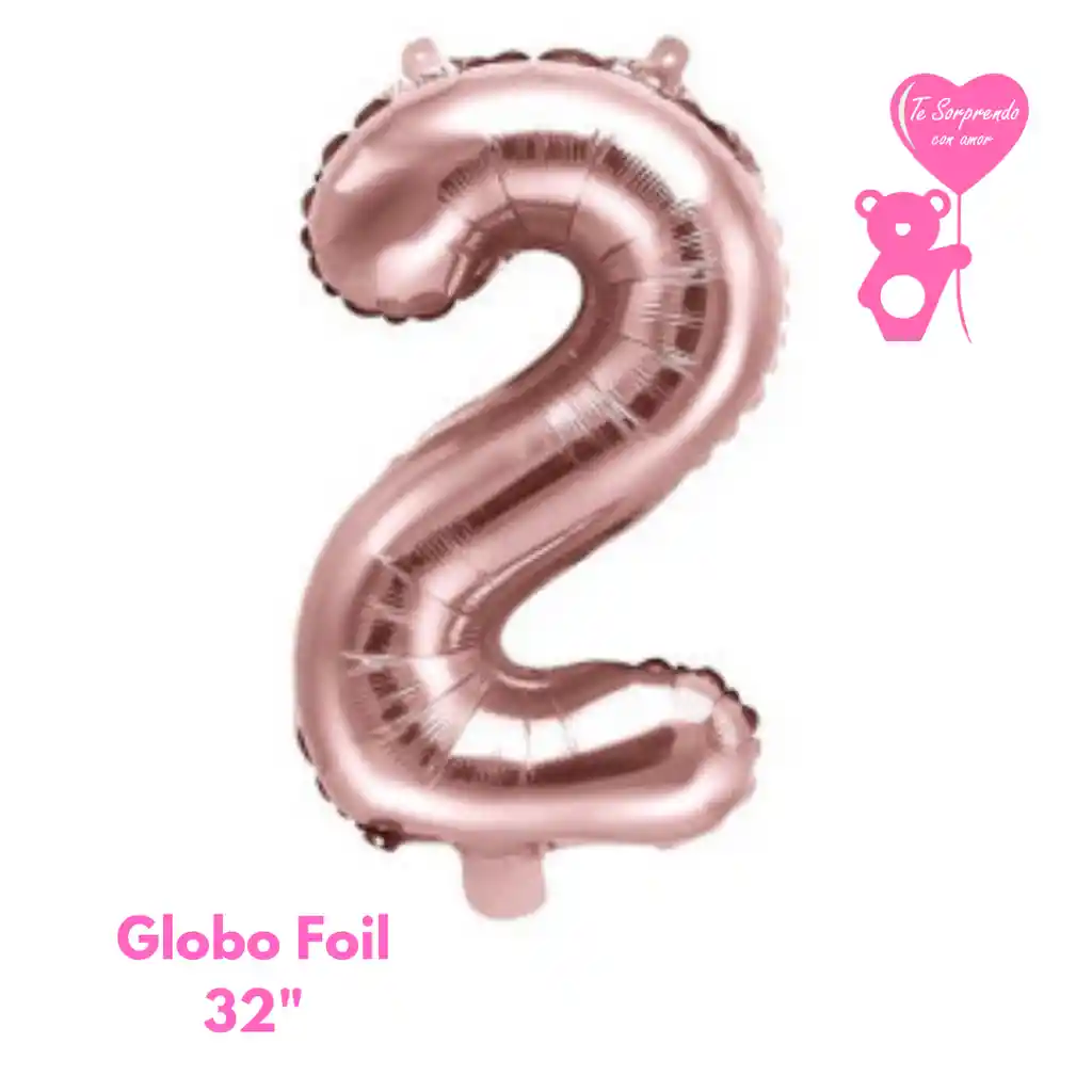 Globo Foil Numero 2 32" Oro Rosa Metalizado