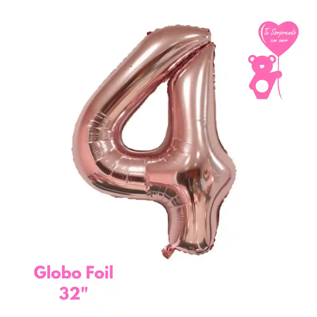 Globo Foil Numero 4 32" Oro Rosa Metalizado