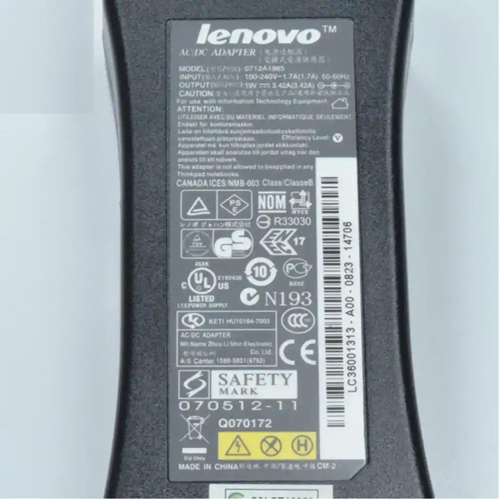 Cargador De Portatil Lenovo 19v 3.42a Pt Amarilla | Original