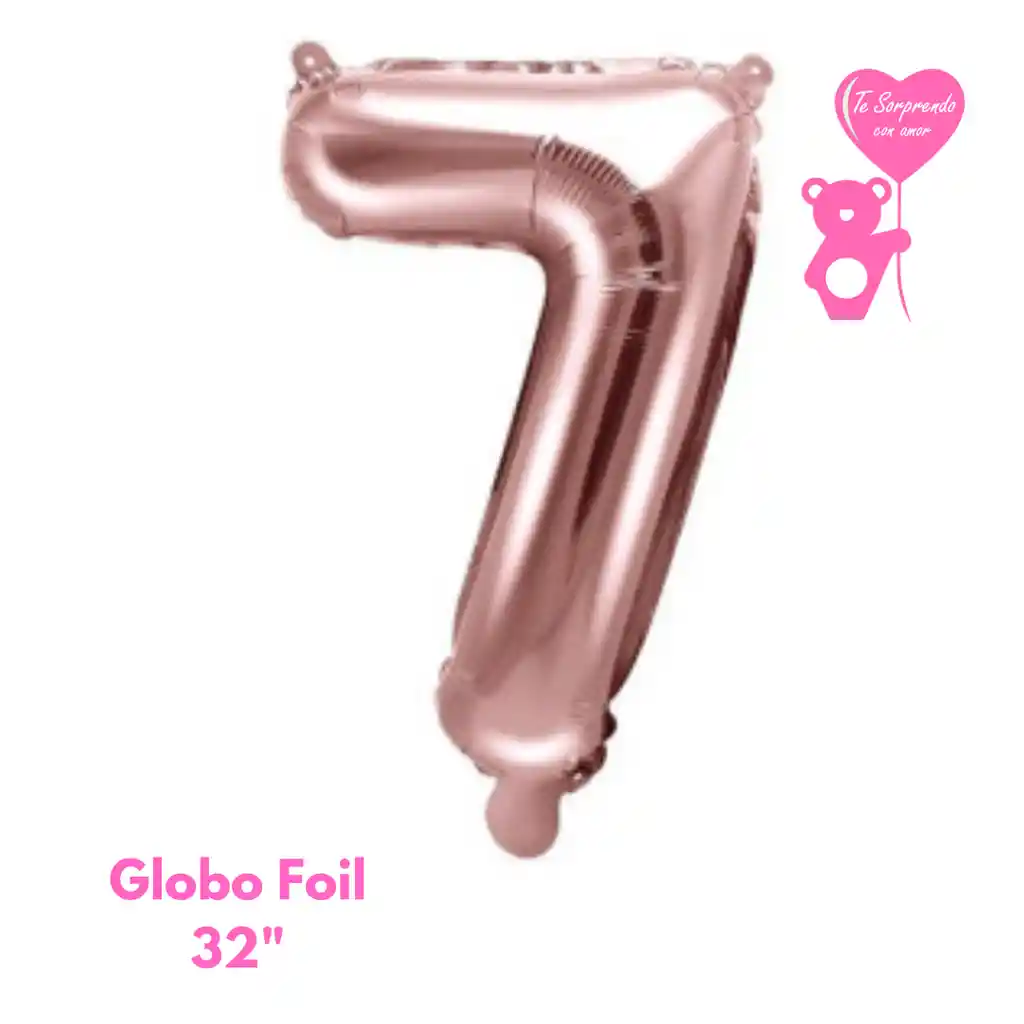 Globo Foil Numero 7 32" Oro Rosa Metalizado