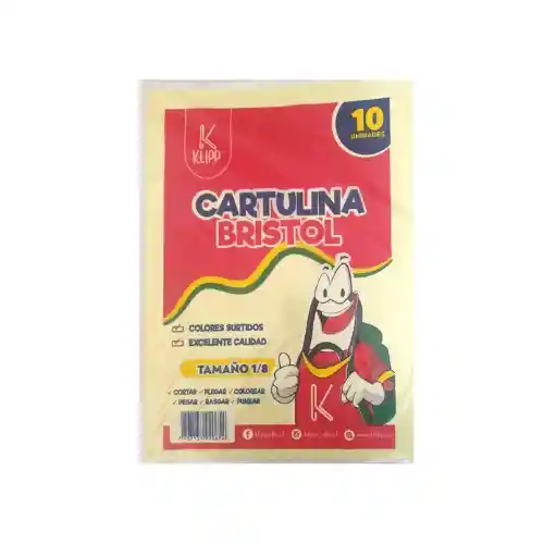 Cartulina Bristol 1/8 X 10 Un. Colores Surtidos-klipp