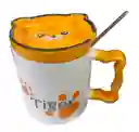 Mug Taza Pocillo Vaso Ceramica Motivo Tiger Con Cuchara