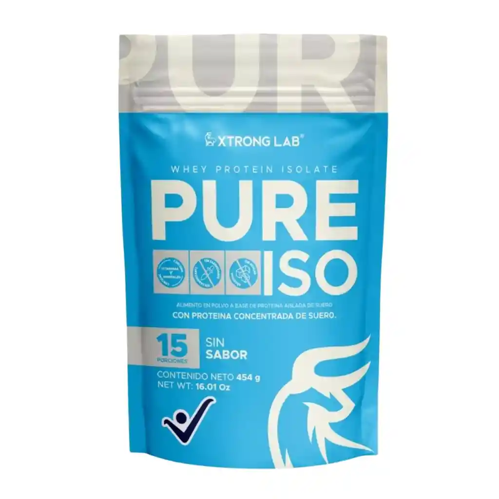 Whey Protein Isolate Pure Iso 15 Serv - Xtrong Lab - Sin Sabor