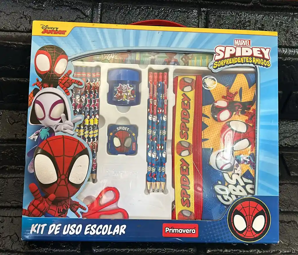 Kit Escolar Spider Man Colores + Cartuchera + Regla + Lapiz... Etc