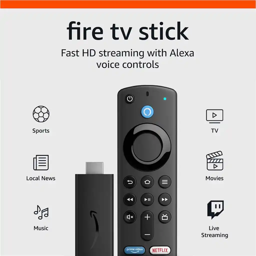 Amazon Fire Tv Stick Dispositivo De Streaming Hd Tv Gratis Y En Vivo