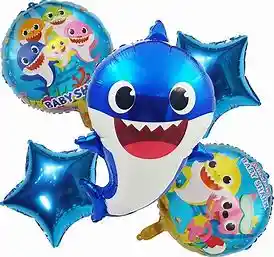 Globo Baby Shark Azul 5 Piezas