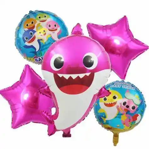 Globo Baby Shark Rosa 5 Piezas