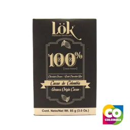 Barra De Chocolate 100% Marca Lok Embalaje De 1 Unidad Por 85g