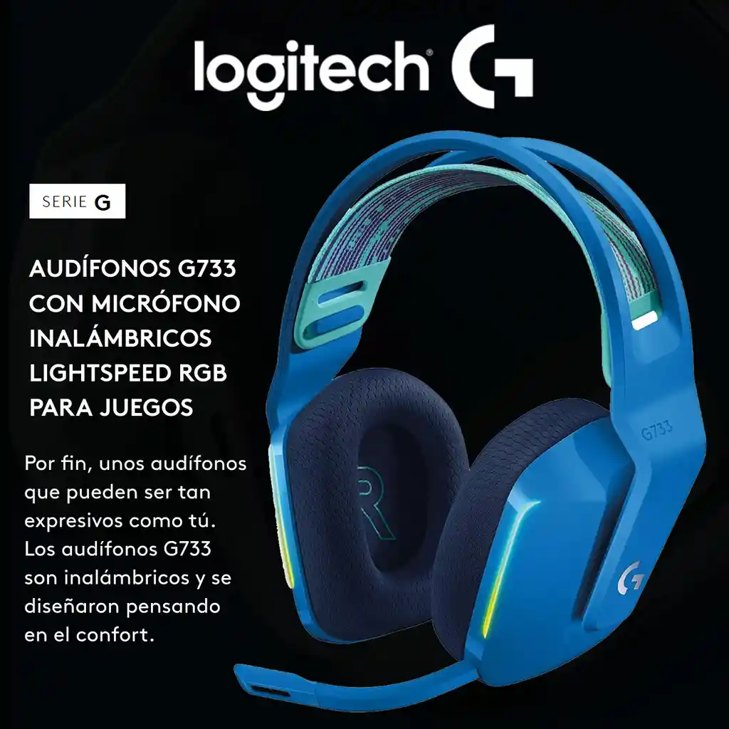 Logitech G733 Diadema Gamer Inalámbrica Rgb Lightsync - Azul