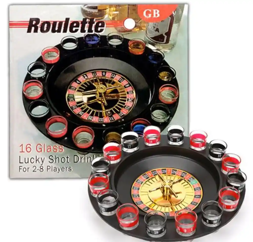 Juego De Ruleta Drink Shot De 16 Tazas De Vidrio Para Casino