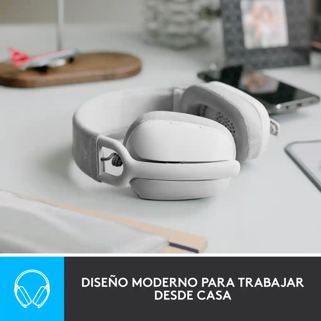 Diadema Profesional Inalámbrica Bt, Logitech Zone Vibe 100 Blanco