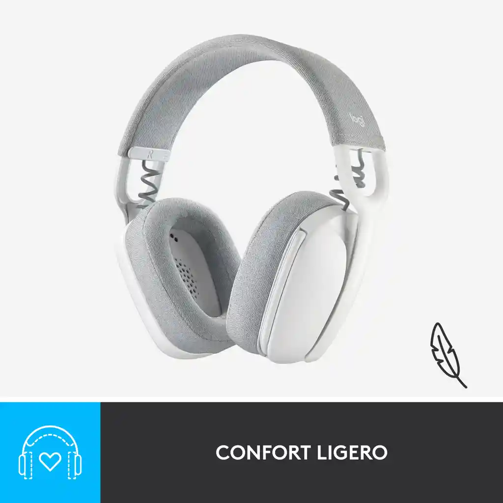 Diadema Profesional Inalámbrica Bt, Logitech Zone Vibe 100 Blanco