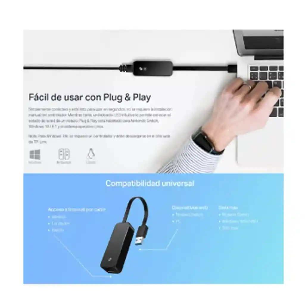 Adaptador De Red Tp-link Ue306 Usb 3.0 A Ethernet Gigabit