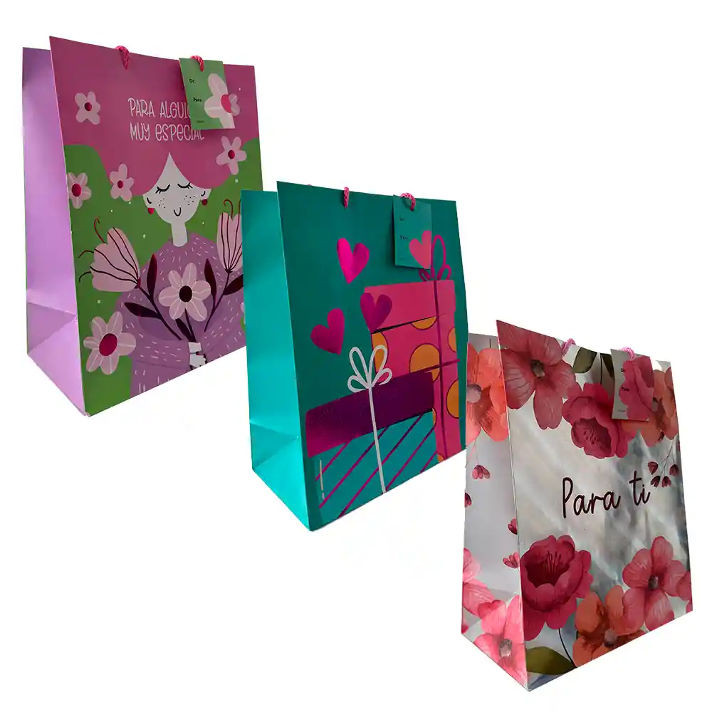 Pack De 6 Bolsas De Regalo Premium Mamá - Mujer Ks Grandes