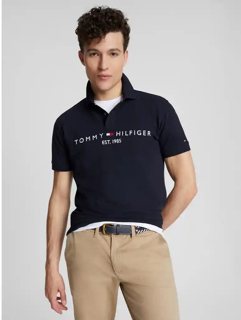 Camiseta Tommy Hilfiger Men`s Estampada Azul Original Talla S Est.1985