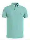 Camiseta Tipo Polo Rommy Hilfiger Men`s Azul Agua Marina Original Talla S