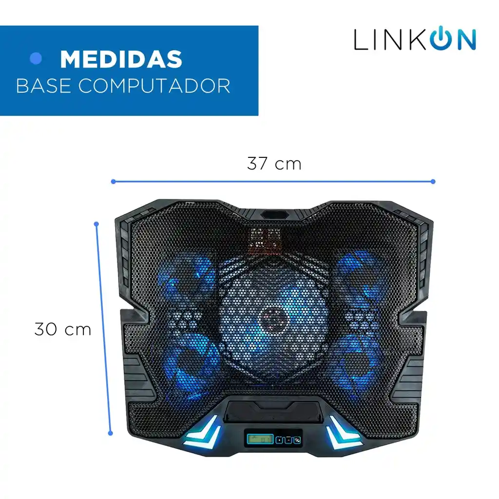 Base Refrigerante Soporte Portatil Gamer 5 Ventiladores Lcd