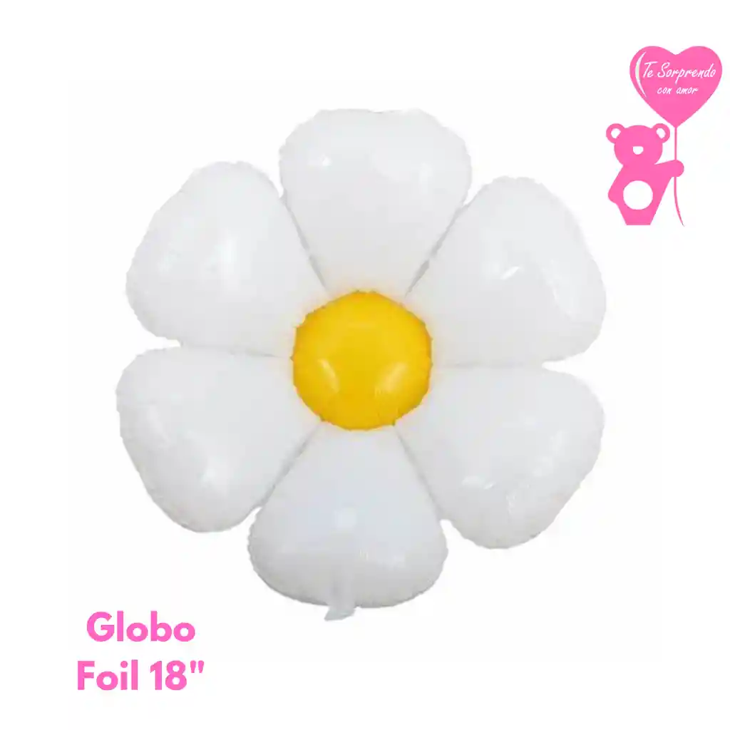 Globo Foil Flor Blanco Y Amarillo 18"