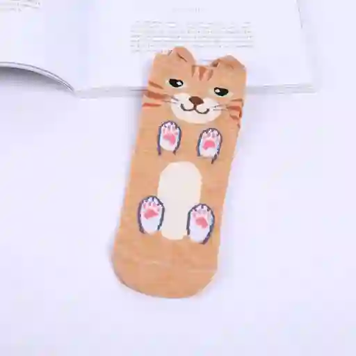 Medias Tonilletas Diseño Gato Anaranjado