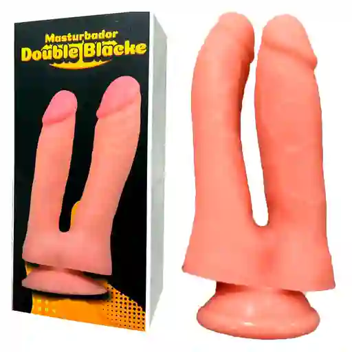 Dildo Doble Cabeza Negro Black Con Chupa Ventosa Clitoris Vagina