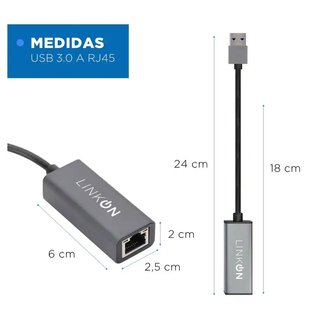 Adaptador Usb C Ethernet Rj45 Cable Red Linkon Gigabit 1000