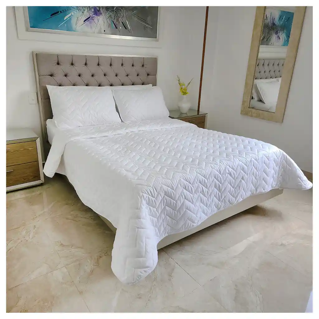 Cubrelecho Prensado Doble Faz Blanco- Cama Sencilla 100x190cm – 7189