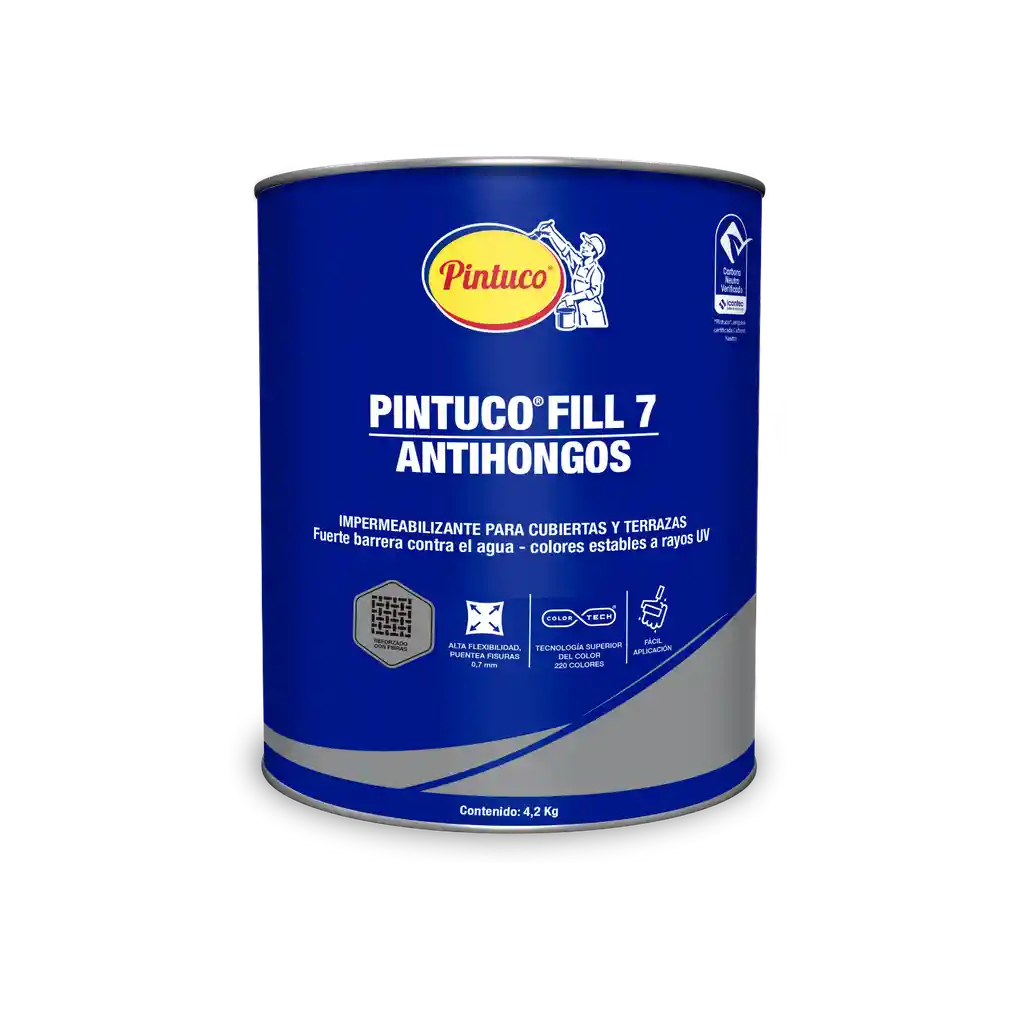 Impermeabilizante Acrílico Pintuco Fill 7 Antihongos Blanco Galon