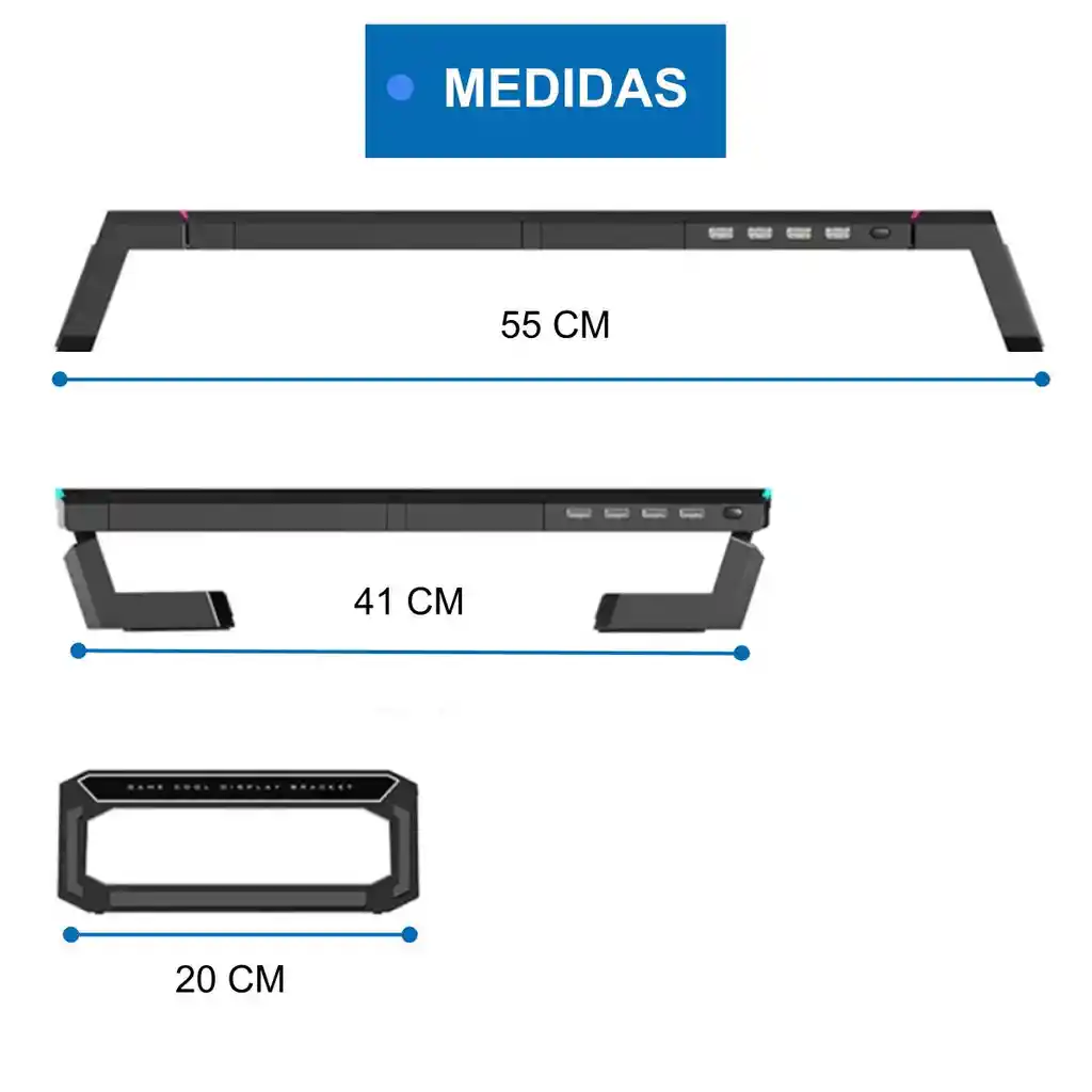 Soporte Monitor Rgb Organizador Escritorio Linkon Puerto Usb