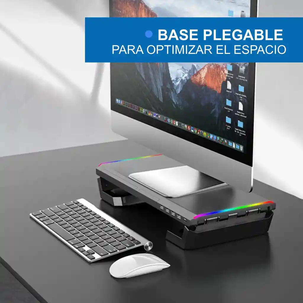 Soporte Monitor Rgb Organizador Escritorio Linkon Puerto Usb