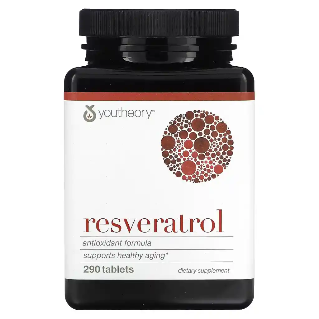 Youtheory Resveratrol Formula Antioxidante - Soporte Para Un Envejecimiento Saludable - 290 Tabletas