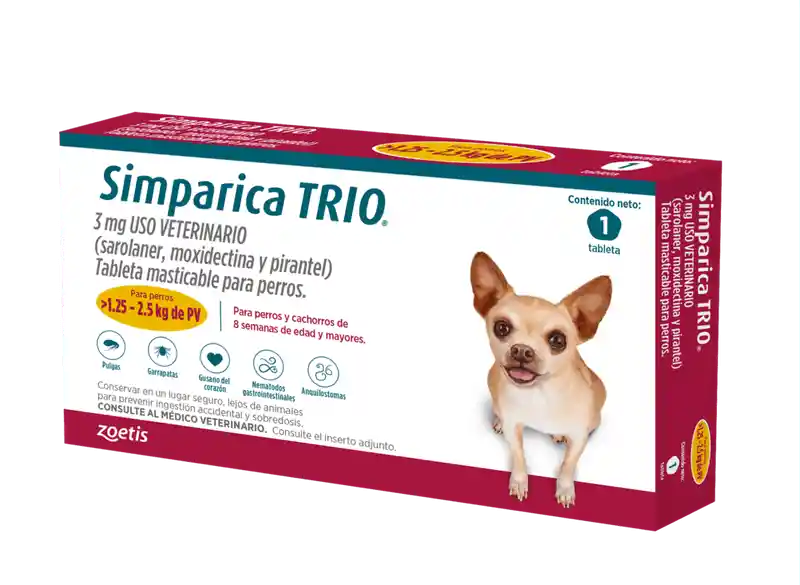 Simparica Trio 1,25 A 2,5 Kg