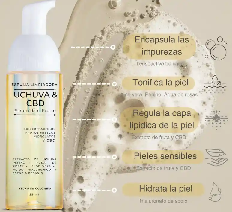 Espuma Limpiadora Uchuva Y Cbd 60 Ml