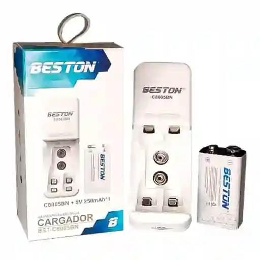 Cargador Beston C-818 2 Ptos + Pila Cuadrada 9v Recargable