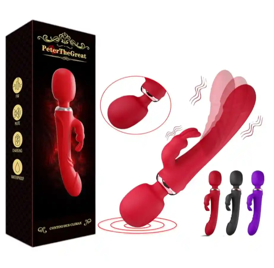 Vibrador Rabbit Y Masajeador De Clitoris 2 En 1 + Lubricante Neutro 30ml Combo De Lujo Peter