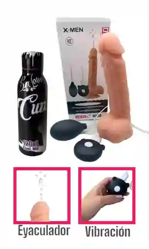 Dildo Eyaculador Ultrarealista Con Vibración Y Control Inalambrico + Lubricante Cum