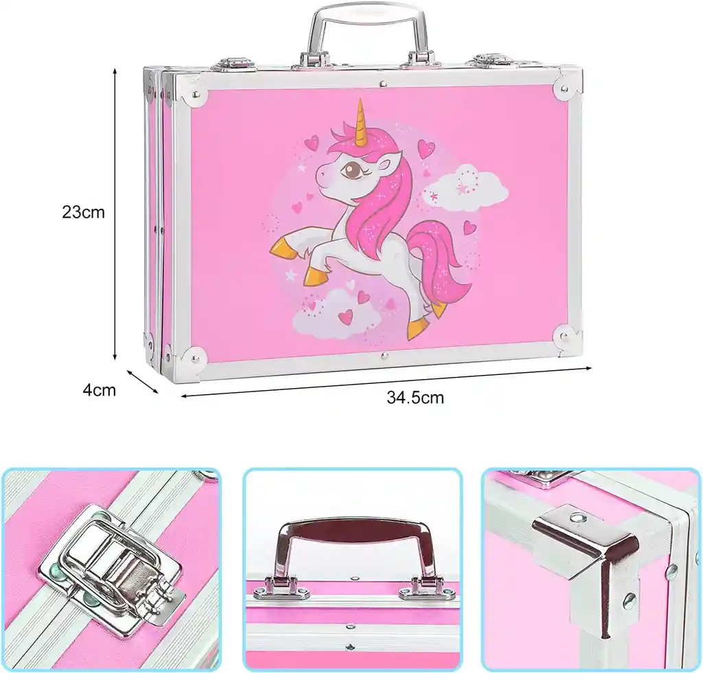 Set De Arte De 145 Piezas Maletin Aluminio Para Niños Azul