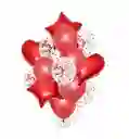 Set Bouquet De 14 Globos Con Corazones Y Estrellas 45cm Feliz Cumpleaños