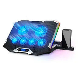 Base Refrigerante Gamer 6 Ventiladores Portatil Lcd Luz Rgb