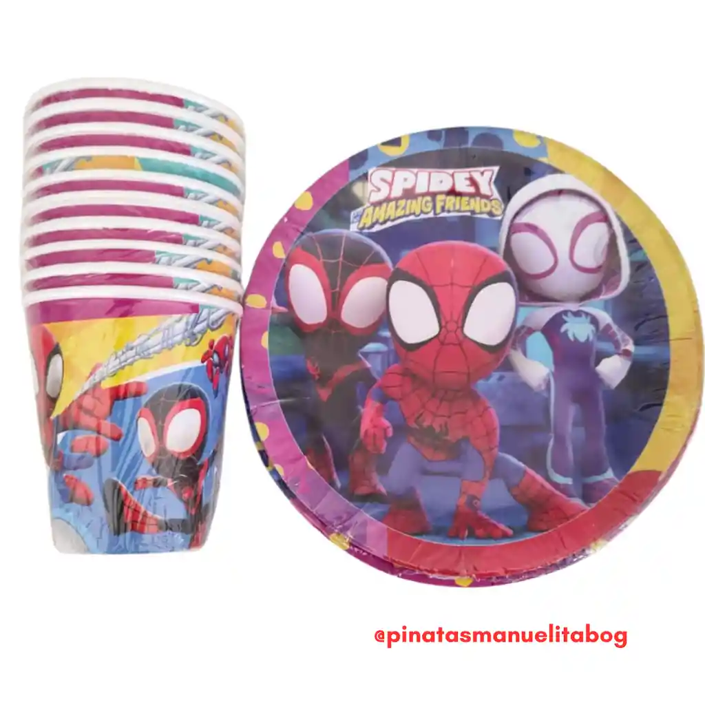 Kit Platos Y Vasos Spidey X 10 Und