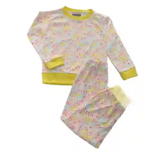 Pijama Niña Blusa Y Pantalón Jersey Flores - Talla 6 A 12