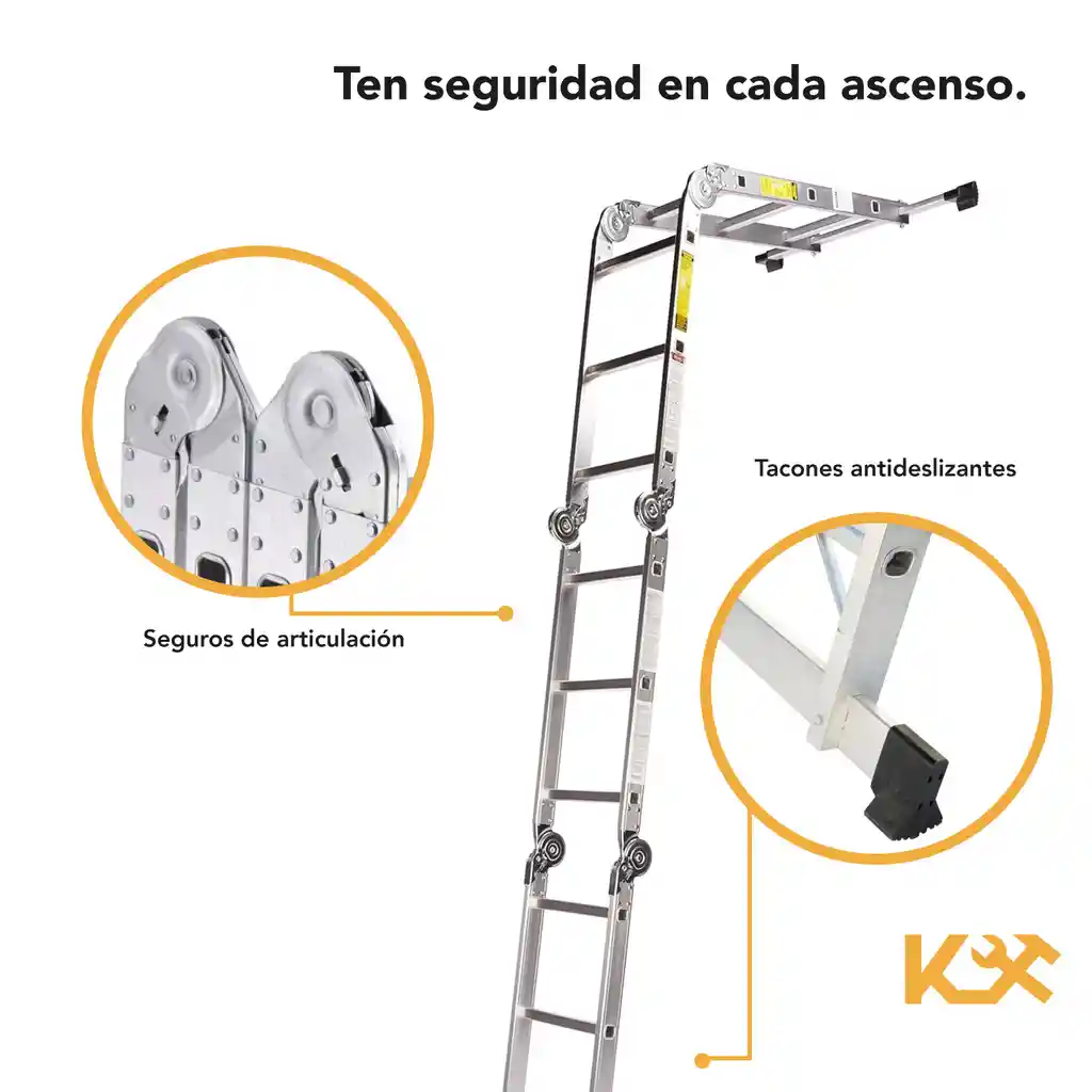 Escalera Multiposiciones De Aluminio 4.5m 16 Pasos Plegable