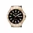 Reloj Qq A216j412y Negro Pavonado Hombre Acero + Estuche