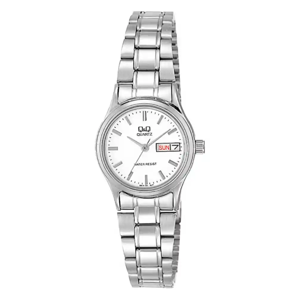 Reloj Qq Qyq Bb13-201y Mujer Dam Calendario Acero + Estuche