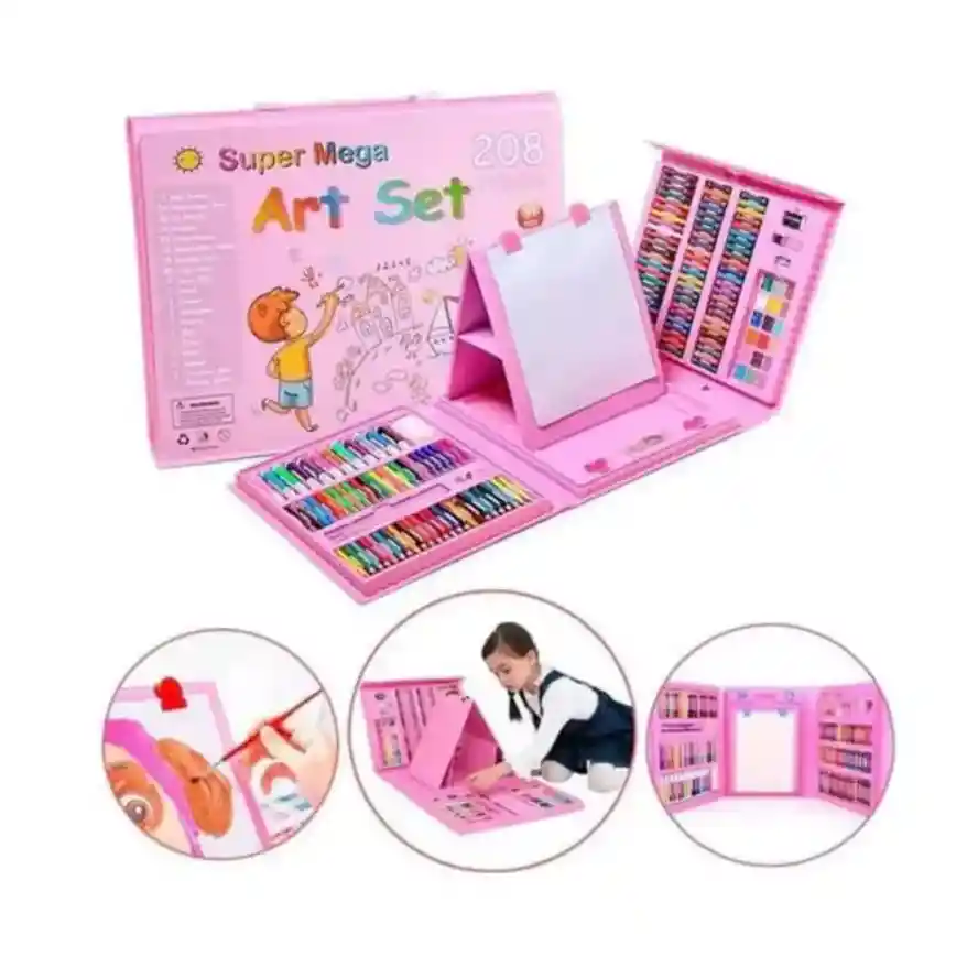 Set De Arte Para Niños Maleta 208 Piezas Color Rosado