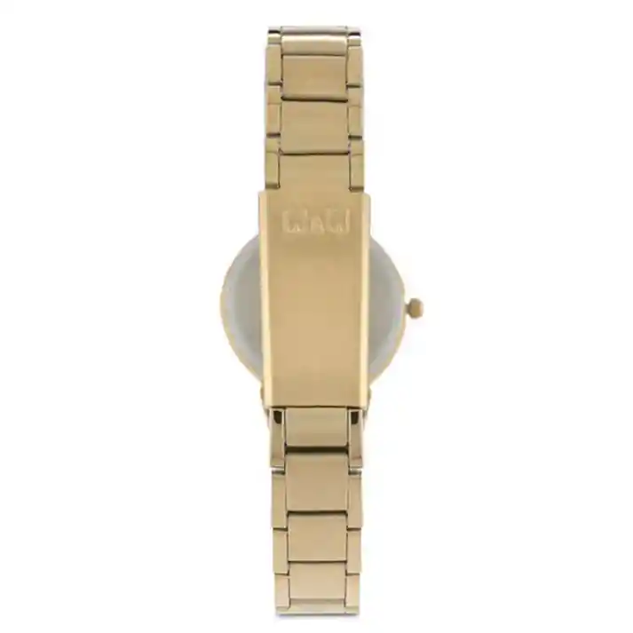 Reloj Mujer Qyq Qa39j003y Dorado Acero Dama + Estuche