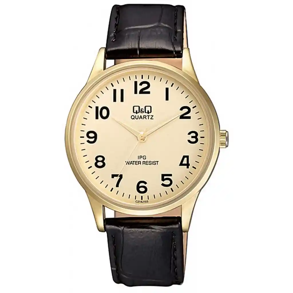 Reloj Qyq Análogo De Hombre C214j103y Cuero + Estuche