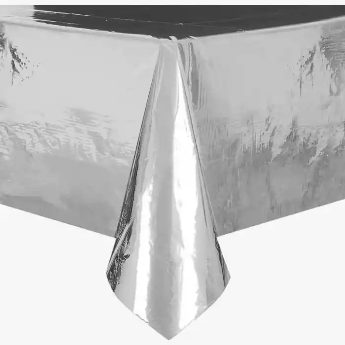 Mantel De Mesa Metalizado Para Fiestas - 137*183cm Plateado