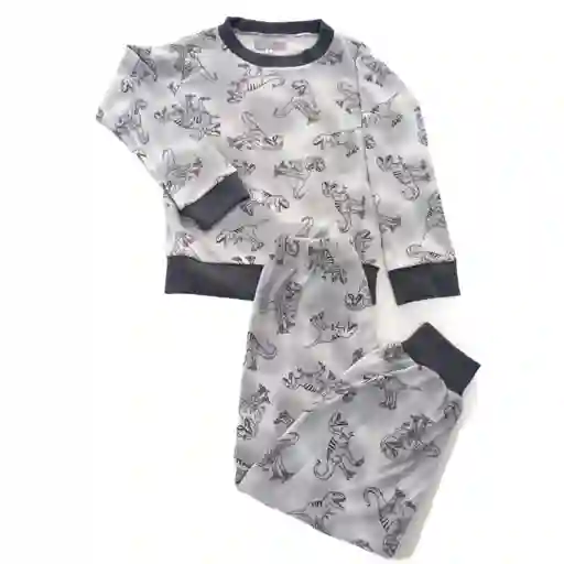 Pijama Niños Blusa Y Pantalón Jersey Algodon Dinos - Talla 6 A 12